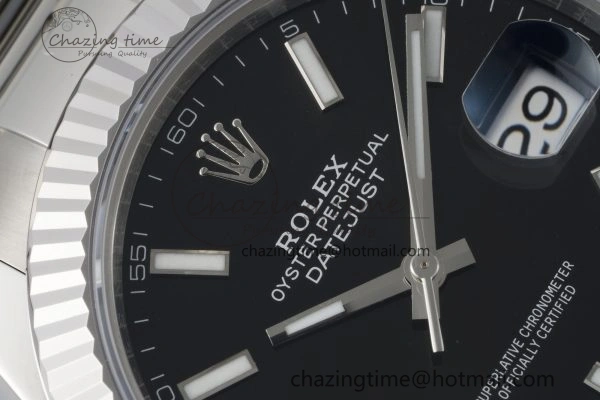 DateJust 41 SS Fluted Bezel KING 1:1 Best Edition 904L Steel Black Dial on Oyster Bracelet VR OnTrend 2215
