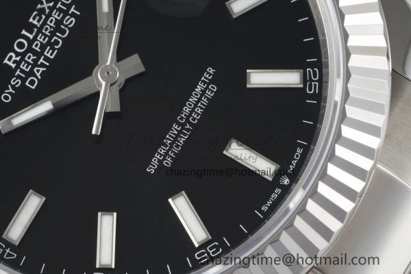 DateJust 41 SS Fluted Bezel KING 1:1 Best Edition 904L Steel Black Dial on Oyster Bracelet VR OnTrend 2215
