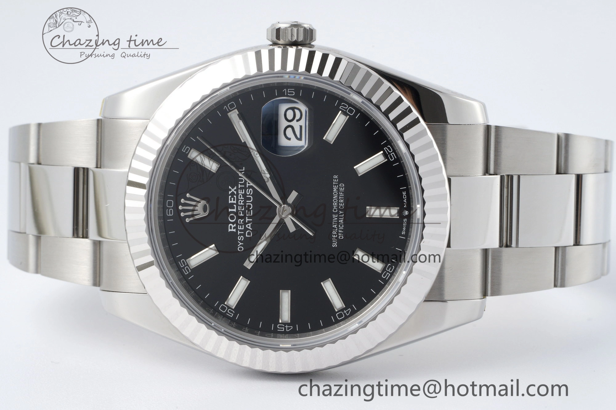 DateJust 41 SS Fluted Bezel KING 1:1 Best Edition 904L Steel Black Dial on Oyster Bracelet VR OnTrend 2215