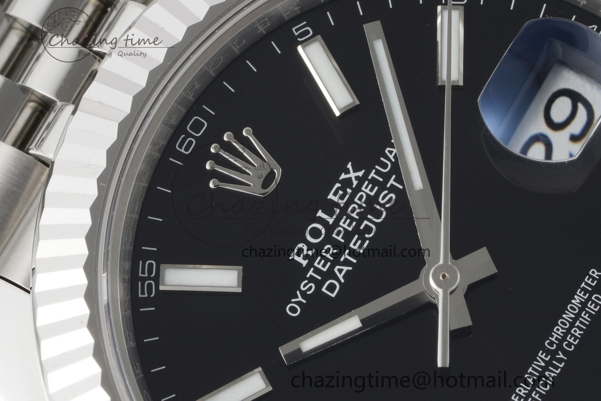 DateJust 41 SS Fluted Bezel KING 1:1 Best Edition 904L Steel Black Stick Dial on Jubilee Bracelet VR SmoothTexture 2208