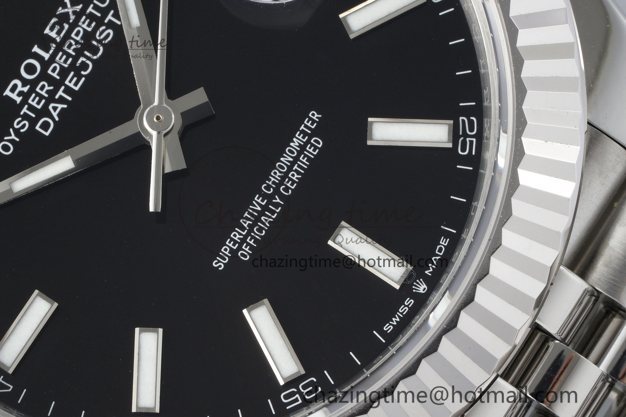 DateJust 41 SS Fluted Bezel KING 1:1 Best Edition 904L Steel Black Stick Dial on Jubilee Bracelet VR SmoothTexture 2208