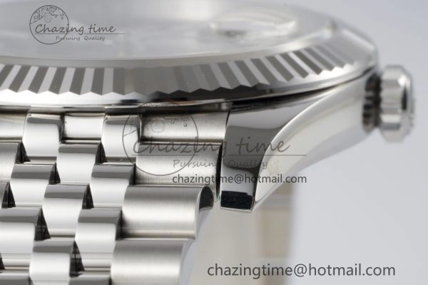 DateJust 41 SS Fluted Bezel KING 1:1 Best Edition 904L Steel Black Stick Dial on Jubilee Bracelet VR SmoothTexture 2208