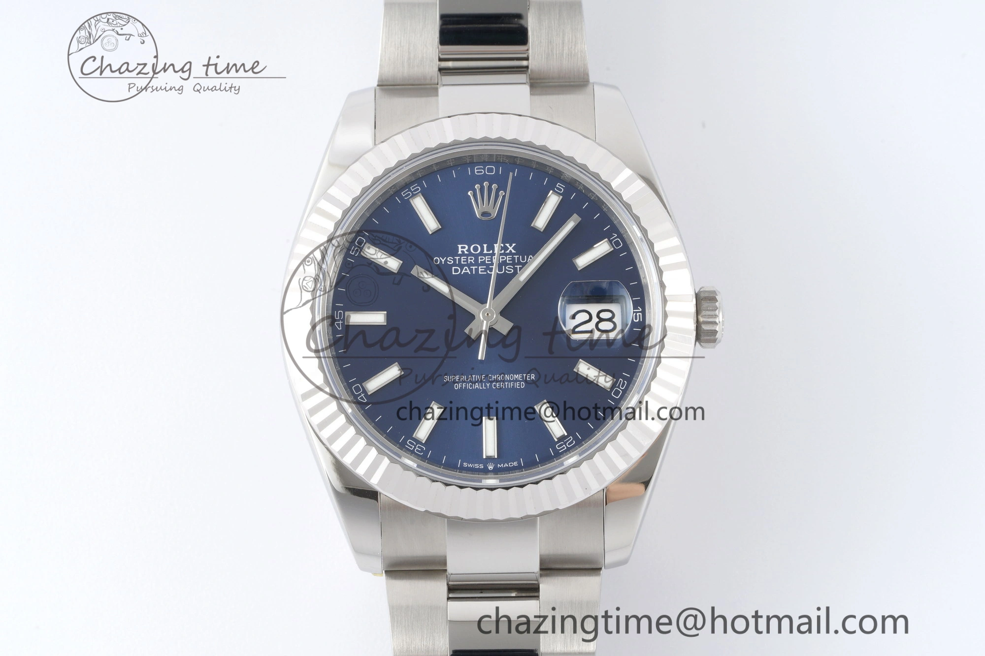 DateJust 41 SS Fluted Bezel KING 1:1 Best Edition 904L Steel Blue Dial on Oyster Bracelet VR Seasonal 2218