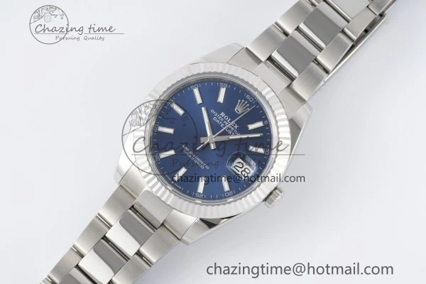 DateJust 41 SS Fluted Bezel KING 1:1 Best Edition 904L Steel Blue Dial on Oyster Bracelet VR Seasonal 2218