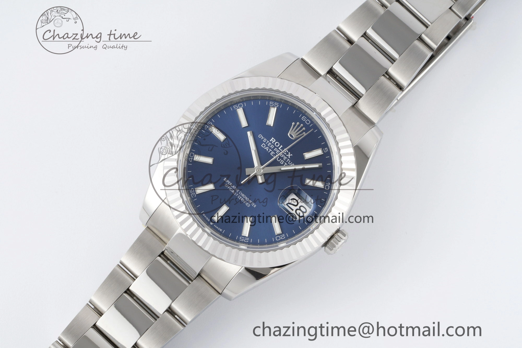 DateJust 41 SS Fluted Bezel KING 1:1 Best Edition 904L Steel Blue Dial on Oyster Bracelet VR Seasonal 2218