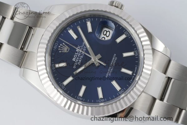 DateJust 41 SS Fluted Bezel KING 1:1 Best Edition 904L Steel Blue Dial on Oyster Bracelet VR Seasonal 2218