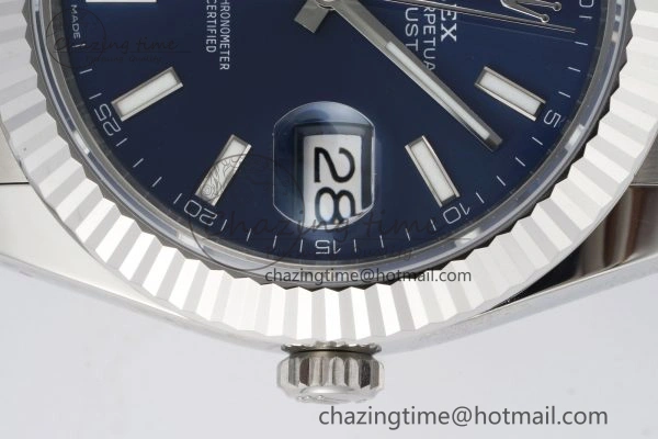 DateJust 41 SS Fluted Bezel KING 1:1 Best Edition 904L Steel Blue Dial on Oyster Bracelet VR Seasonal 2218