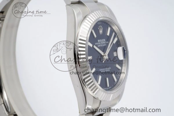 DateJust 41 SS Fluted Bezel KING 1:1 Best Edition 904L Steel Blue Dial on Oyster Bracelet VR Seasonal 2218
