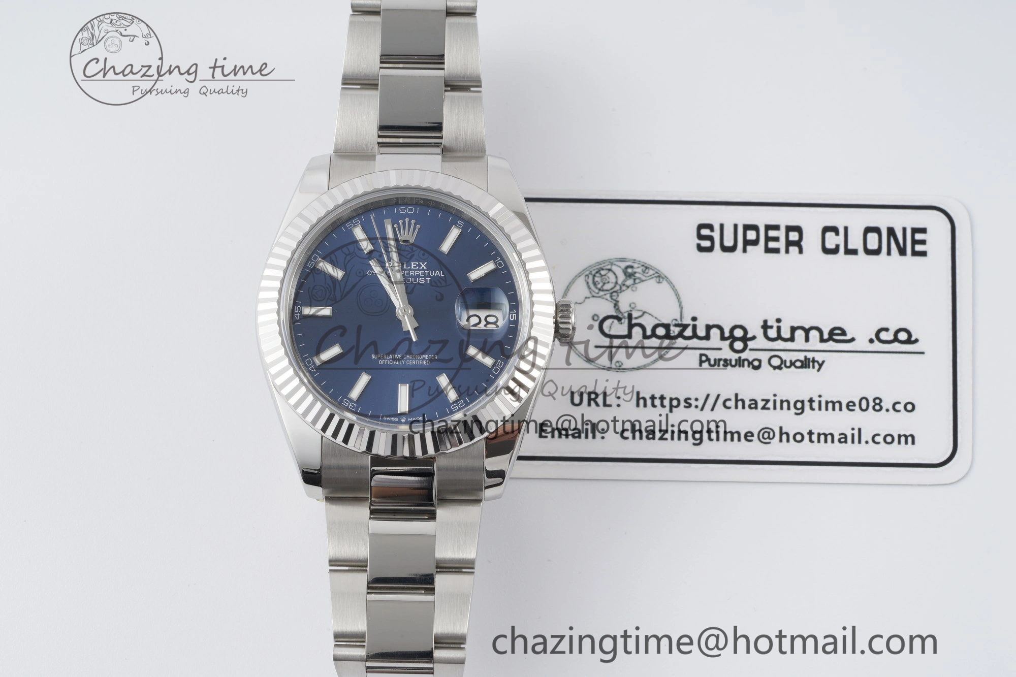 DateJust 41 SS Fluted Bezel KING 1:1 Best Edition 904L Steel Blue Dial on Oyster Bracelet VR Seasonal 2218