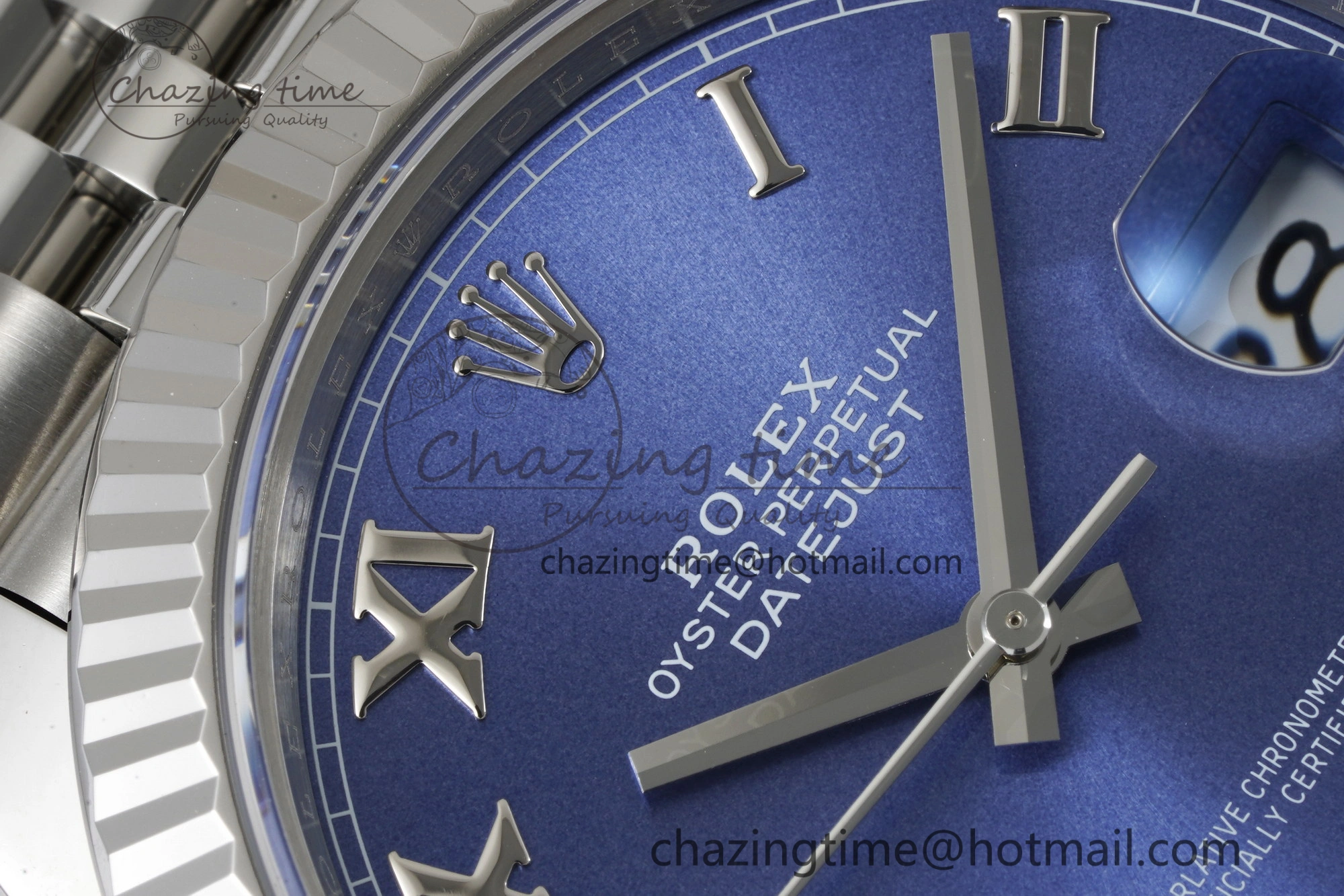Compact DateJust 41 SS Fluted Bezel KING 1:1 Best Edition 904L Steel Blue Roman Dial on Jubilee Bracelet VR 2205