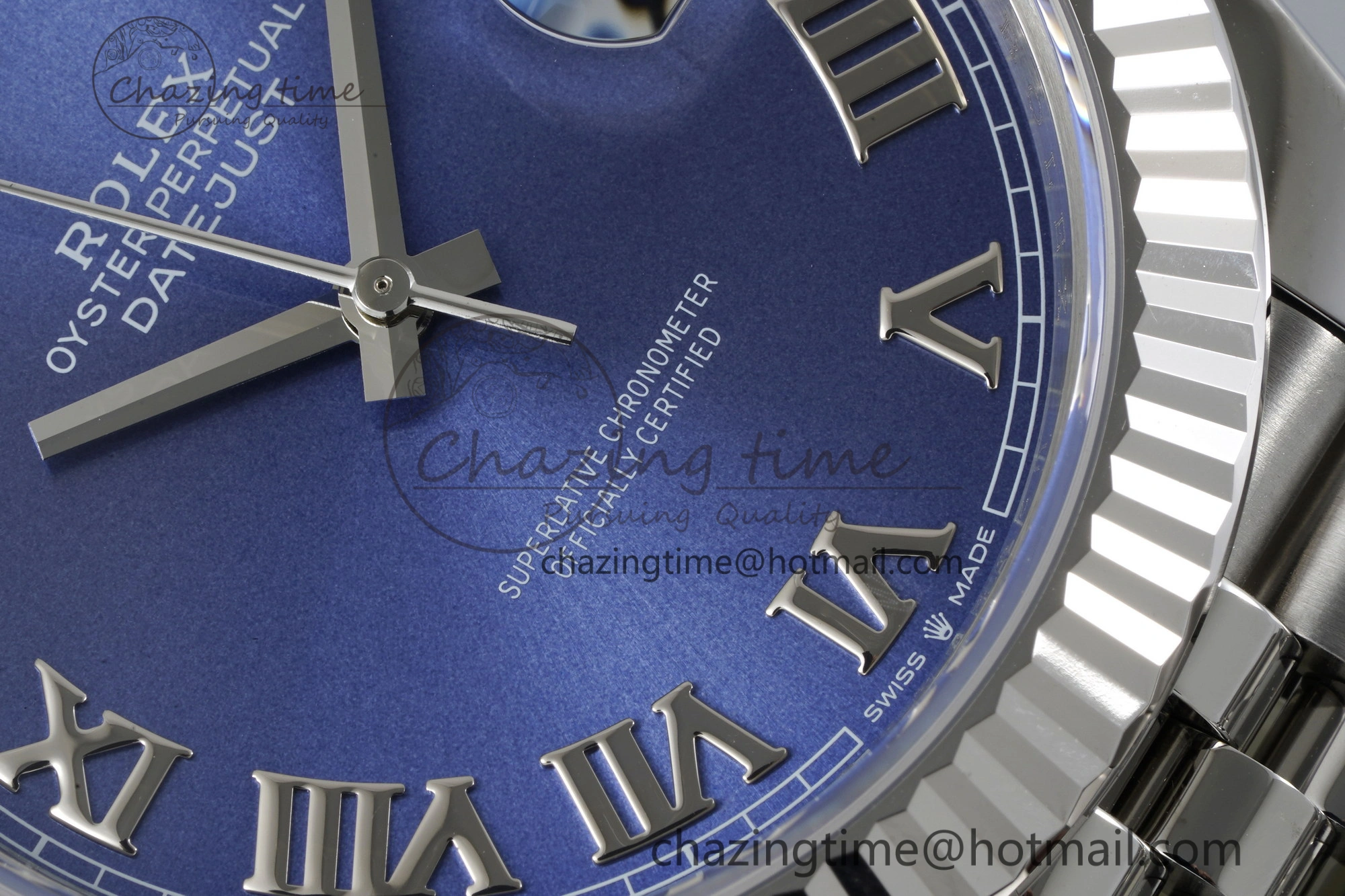 Compact DateJust 41 SS Fluted Bezel KING 1:1 Best Edition 904L Steel Blue Roman Dial on Jubilee Bracelet VR 2205