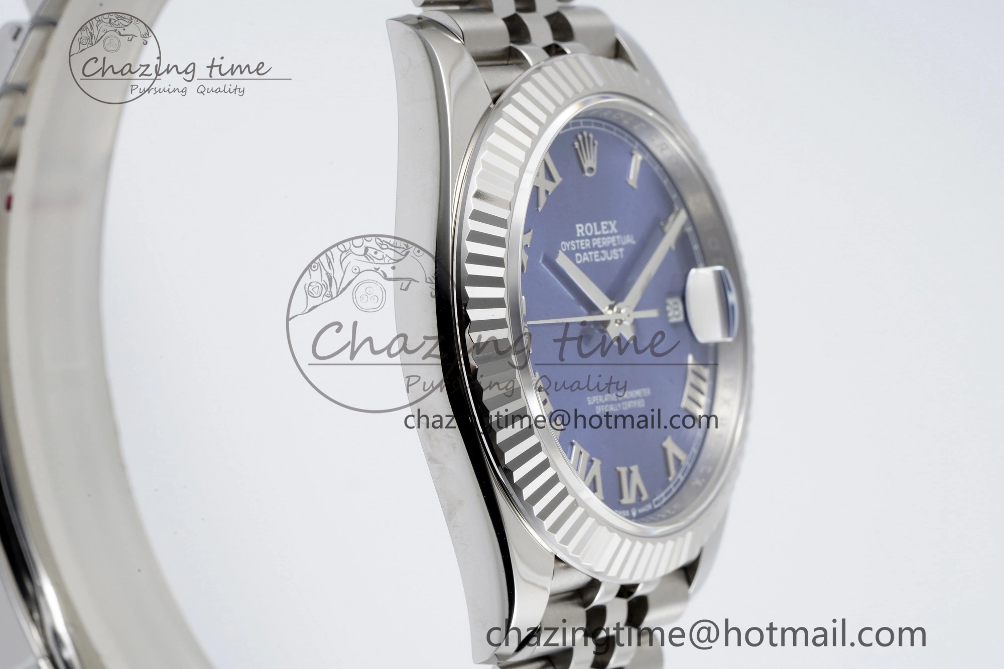 Compact DateJust 41 SS Fluted Bezel KING 1:1 Best Edition 904L Steel Blue Roman Dial on Jubilee Bracelet VR 2205