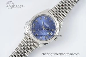 Compact DateJust 41 SS Fluted Bezel KING 1:1 Best Edition 904L Steel Blue Roman Dial on Jubilee Bracelet VR 2205