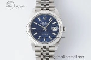 DateJust 41 SS Fluted Bezel KING 1:1 Best Edition 904L Steel Blue Stick Dial on Jubilee Bracelet VR Tailored 2211