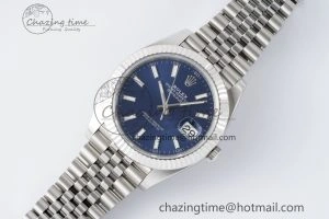 DateJust 41 SS Fluted Bezel KING 1:1 Best Edition 904L Steel Blue Stick Dial on Jubilee Bracelet VR Tailored 2211