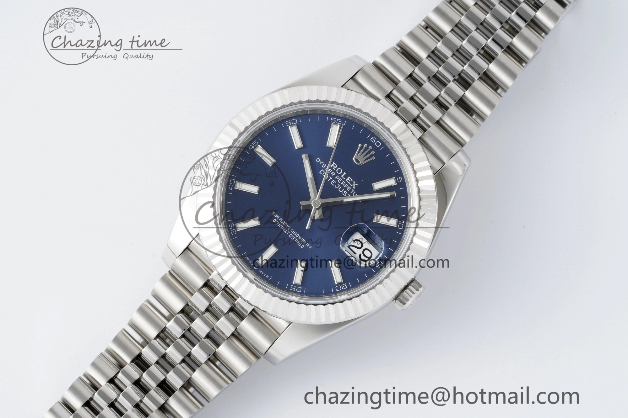 DateJust 41 SS Fluted Bezel KING 1:1 Best Edition 904L Steel Blue Stick Dial on Jubilee Bracelet VR Tailored 2211