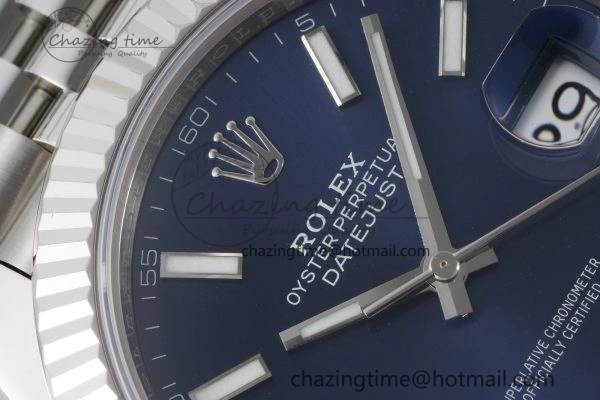 DateJust 41 SS Fluted Bezel KING 1:1 Best Edition 904L Steel Blue Stick Dial on Jubilee Bracelet VR Tailored 2211