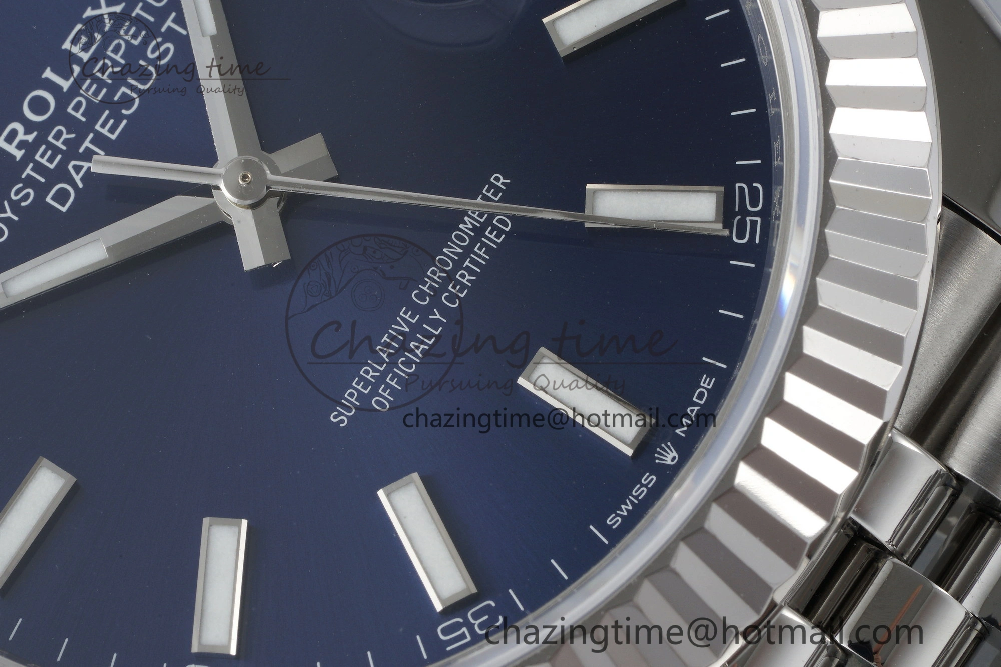 DateJust 41 SS Fluted Bezel KING 1:1 Best Edition 904L Steel Blue Stick Dial on Jubilee Bracelet VR Tailored 2211