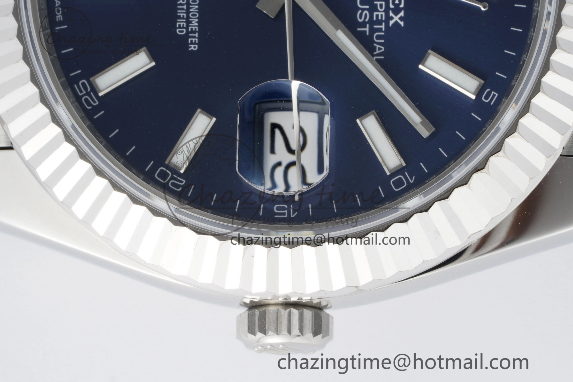 DateJust 41 SS Fluted Bezel KING 1:1 Best Edition 904L Steel Blue Stick Dial on Jubilee Bracelet VR Tailored 2211