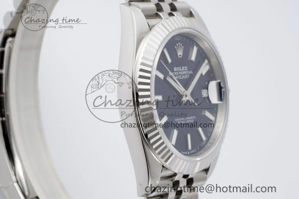 DateJust 41 SS Fluted Bezel KING 1:1 Best Edition 904L Steel Blue Stick Dial on Jubilee Bracelet VR Tailored 2211