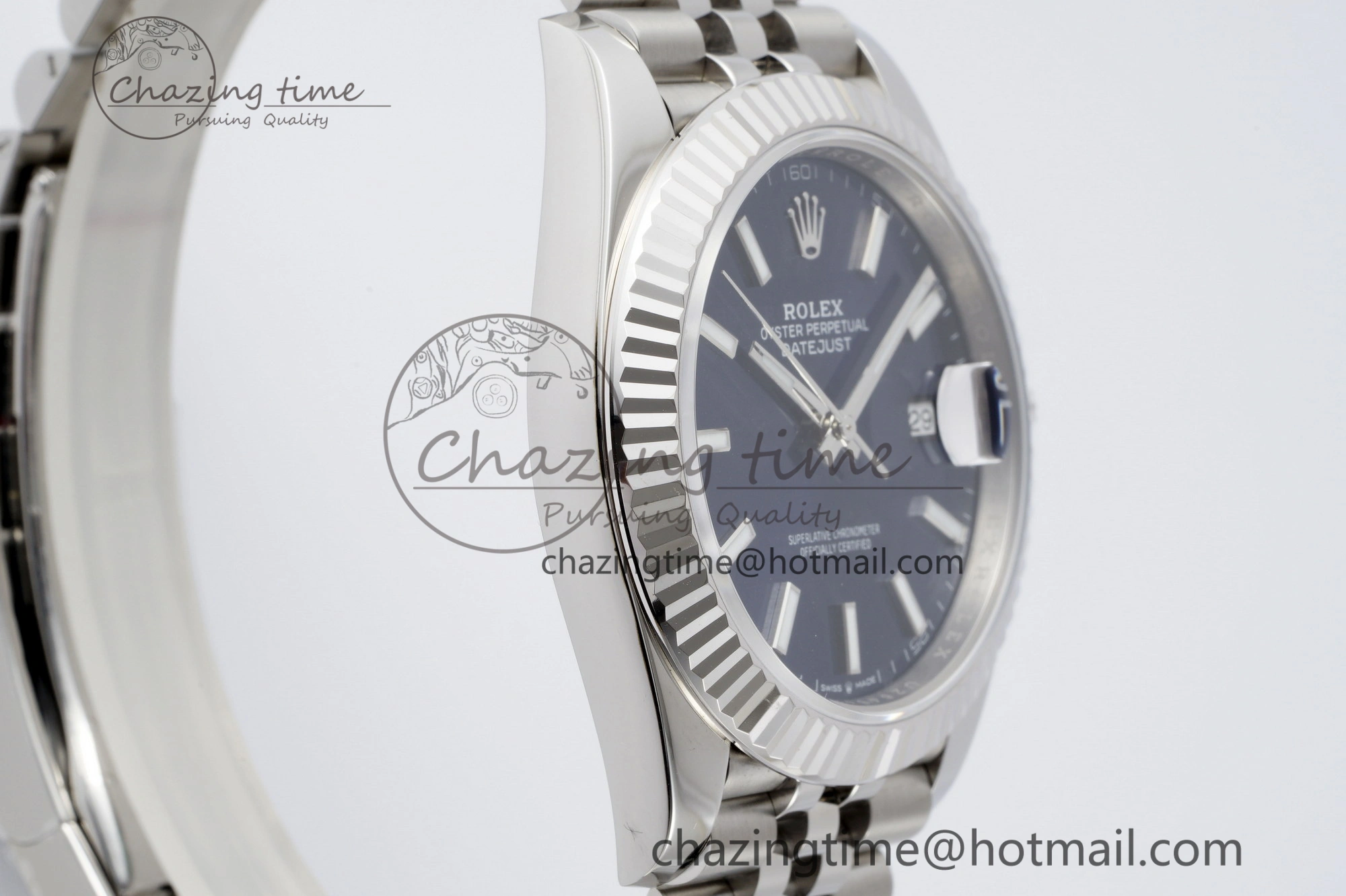 DateJust 41 SS Fluted Bezel KING 1:1 Best Edition 904L Steel Blue Stick Dial on Jubilee Bracelet VR Tailored 2211