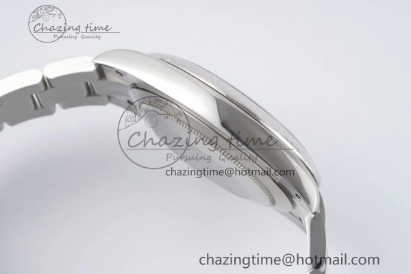 Chic DateJust 41 SS Fluted Bezel KING 1:1 Best Edition 904L Steel Gray Dial Green Roman on Oyster Bracelet VR 2217