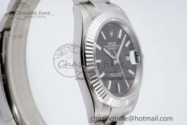Seasonal DateJust 41 SS Fluted Bezel KING 1:1 Best Edition 904L Steel Gray Dial on Oyster Bracelet VR 2220
