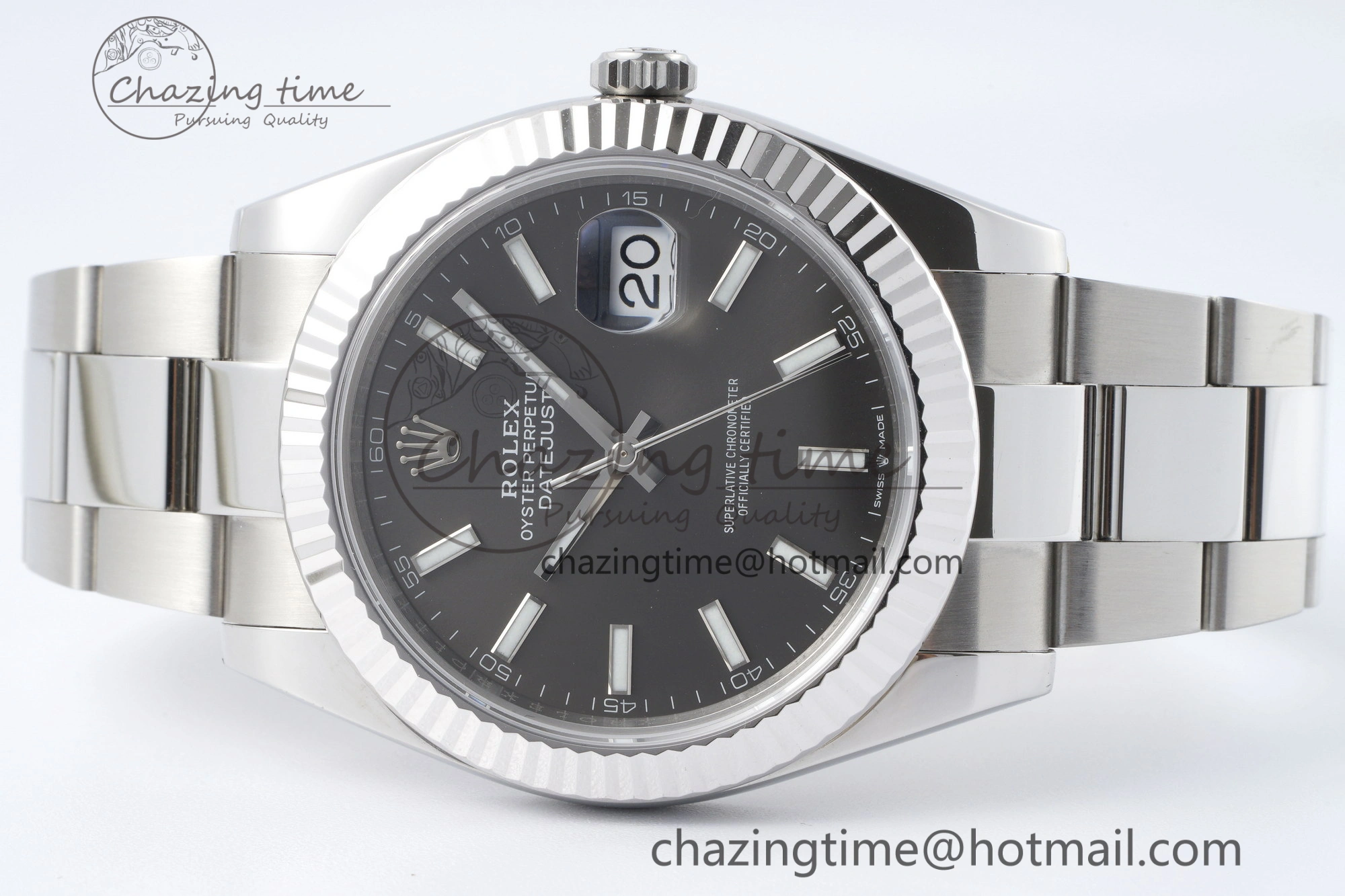 Seasonal DateJust 41 SS Fluted Bezel KING 1:1 Best Edition 904L Steel Gray Dial on Oyster Bracelet VR 2220