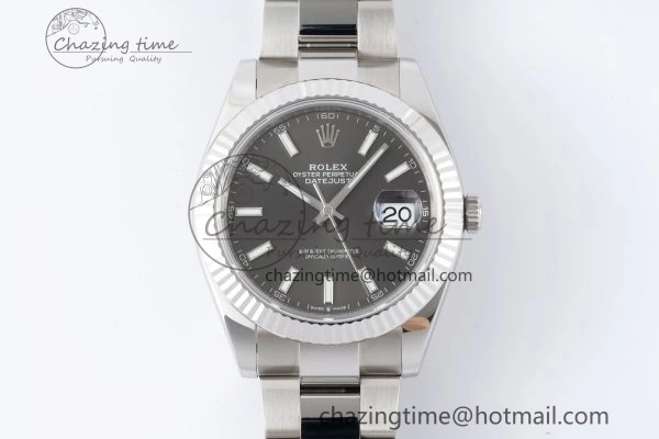 Seasonal DateJust 41 SS Fluted Bezel KING 1:1 Best Edition 904L Steel Gray Dial on Oyster Bracelet VR 2220