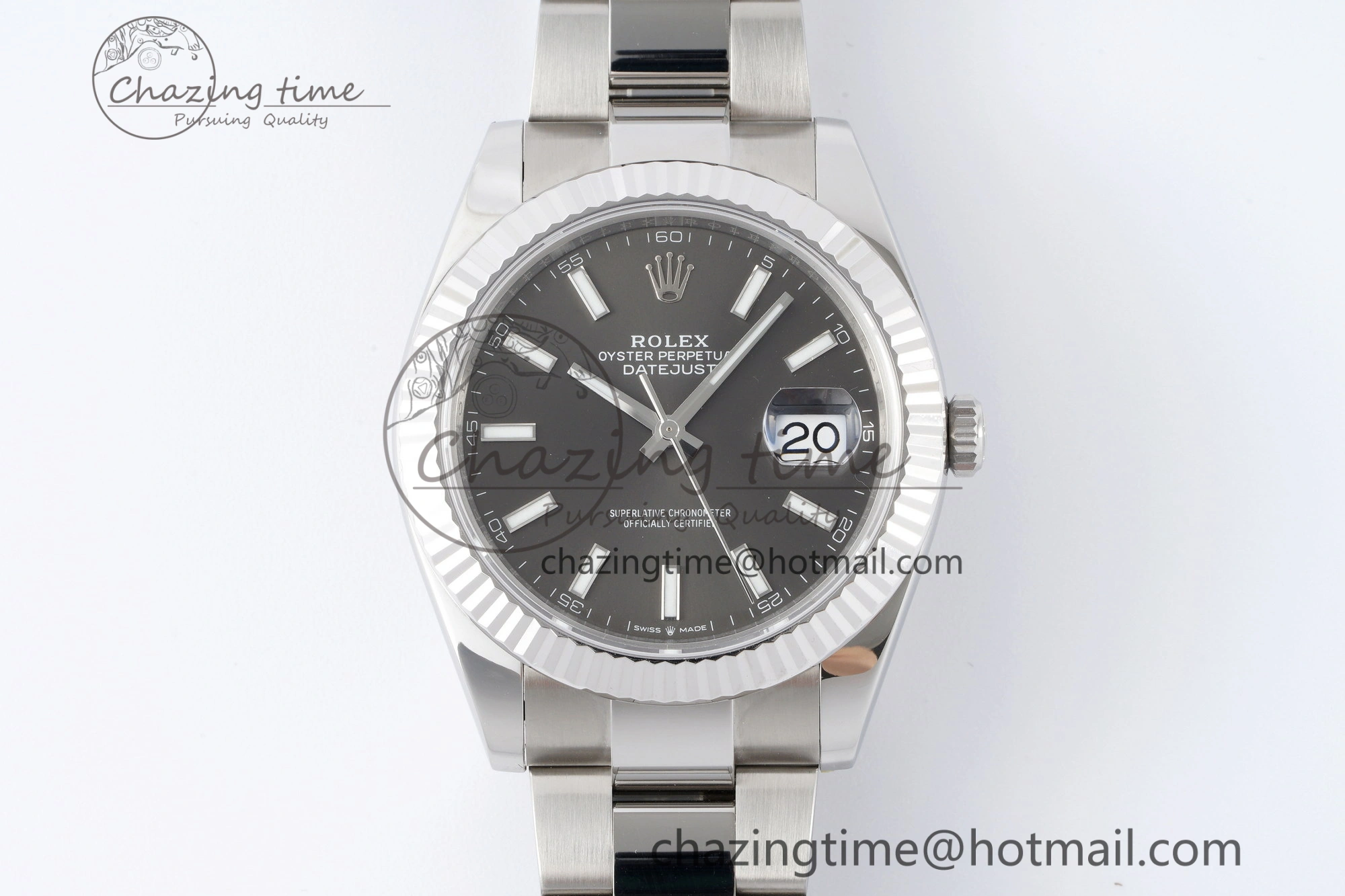 Seasonal DateJust 41 SS Fluted Bezel KING 1:1 Best Edition 904L Steel Gray Dial on Oyster Bracelet VR 2220