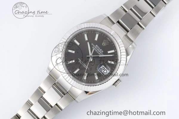 Seasonal DateJust 41 SS Fluted Bezel KING 1:1 Best Edition 904L Steel Gray Dial on Oyster Bracelet VR 2220