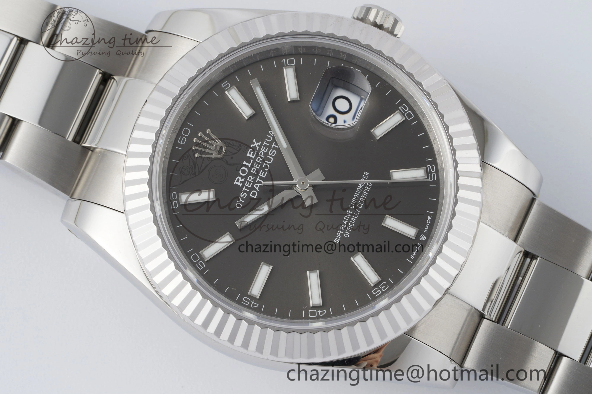 Seasonal DateJust 41 SS Fluted Bezel KING 1:1 Best Edition 904L Steel Gray Dial on Oyster Bracelet VR 2220