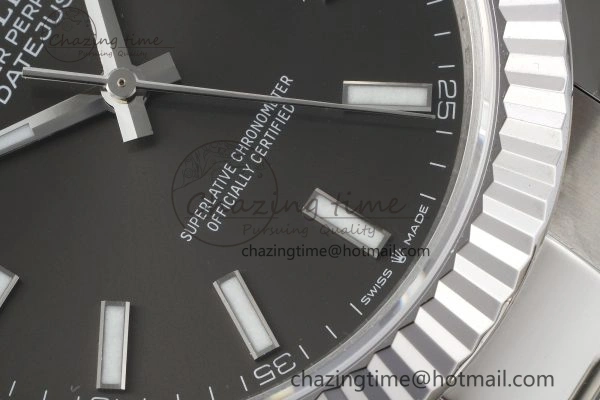 Seasonal DateJust 41 SS Fluted Bezel KING 1:1 Best Edition 904L Steel Gray Dial on Oyster Bracelet VR 2220