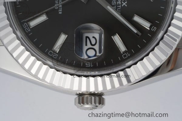 Seasonal DateJust 41 SS Fluted Bezel KING 1:1 Best Edition 904L Steel Gray Dial on Oyster Bracelet VR 2220