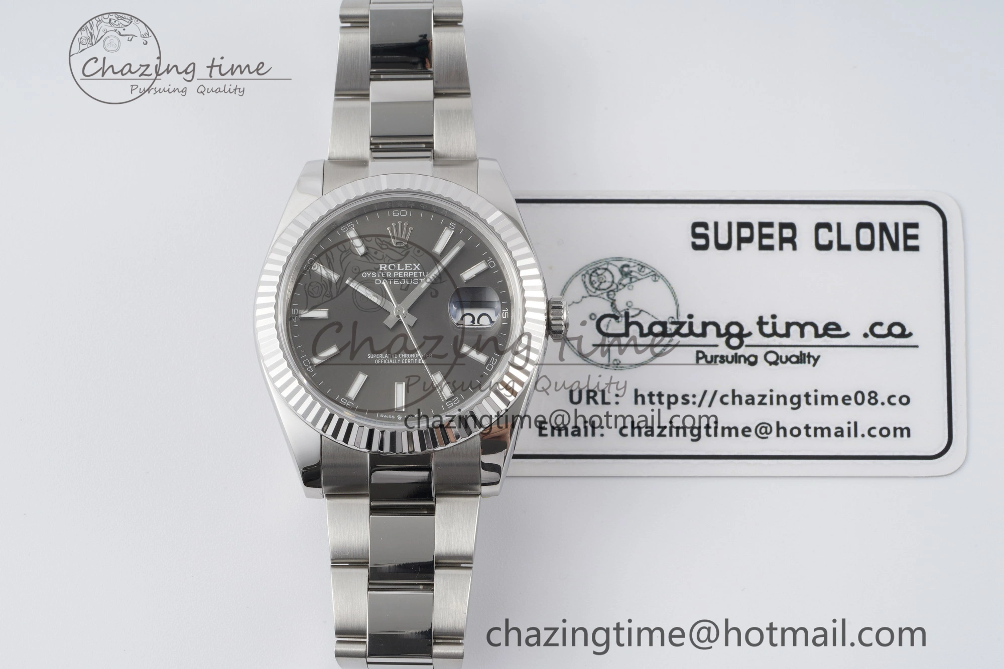 Seasonal DateJust 41 SS Fluted Bezel KING 1:1 Best Edition 904L Steel Gray Dial on Oyster Bracelet VR 2220