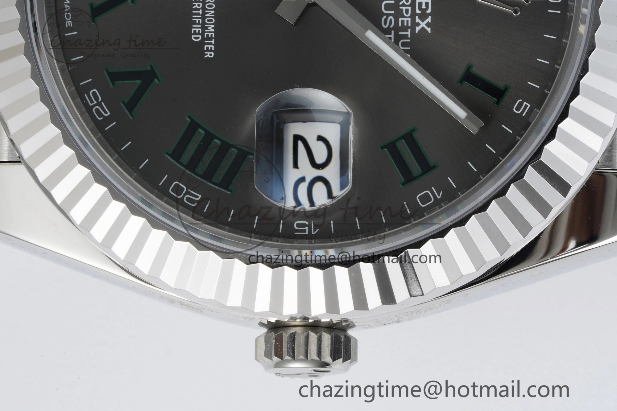 Refined DateJust 41 SS Fluted Bezel KING 1:1 Best Edition 904L Steel Gray Green Roman Dial on Jubilee Bracelet VR 2204
