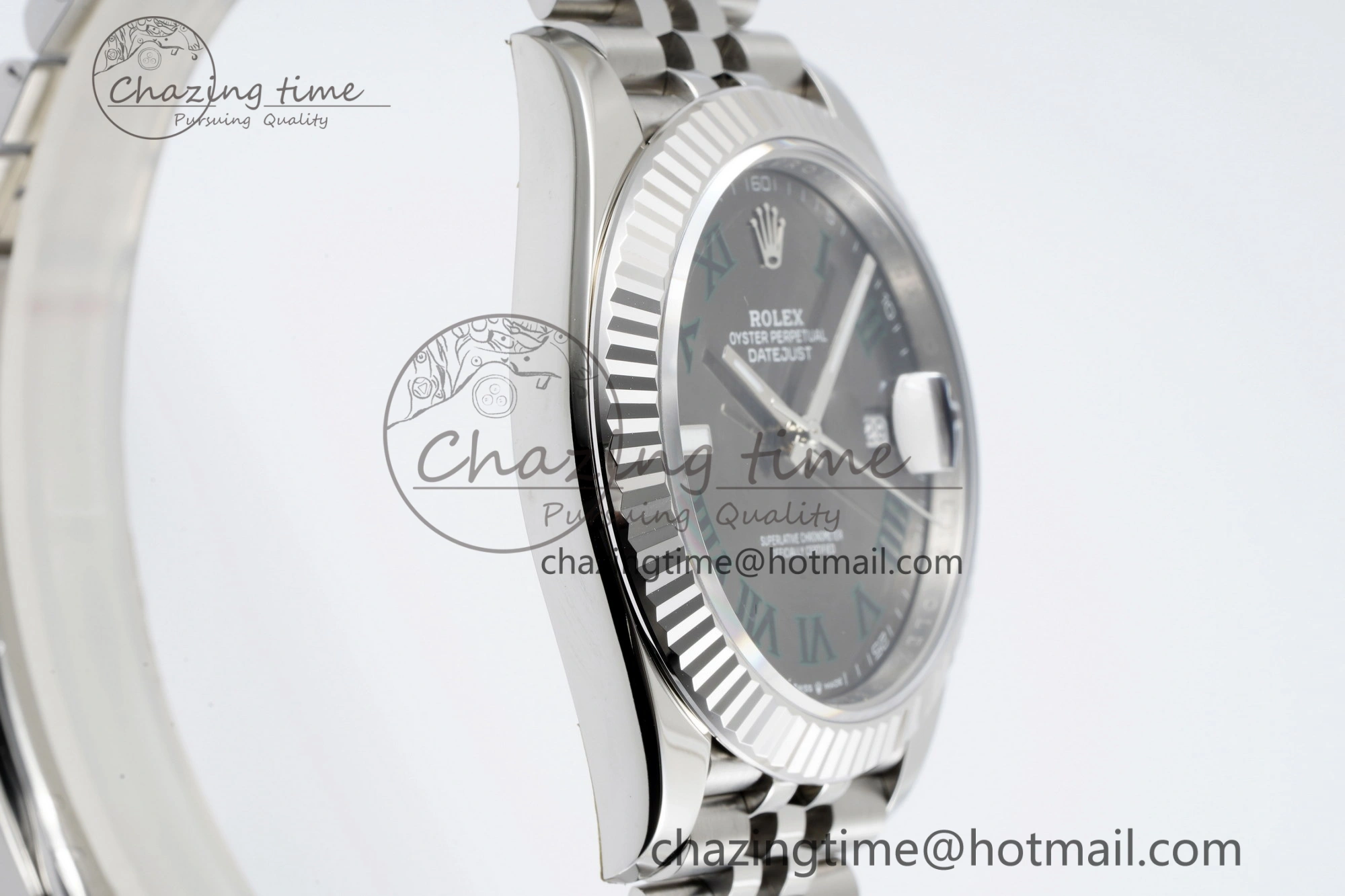 Refined DateJust 41 SS Fluted Bezel KING 1:1 Best Edition 904L Steel Gray Green Roman Dial on Jubilee Bracelet VR 2204