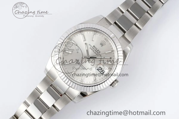 DateJust 41 SS Fluted Bezel KING 1:1 Best Edition 904L Steel Silver Dial on Oyster Bracelet VR Snug 2222