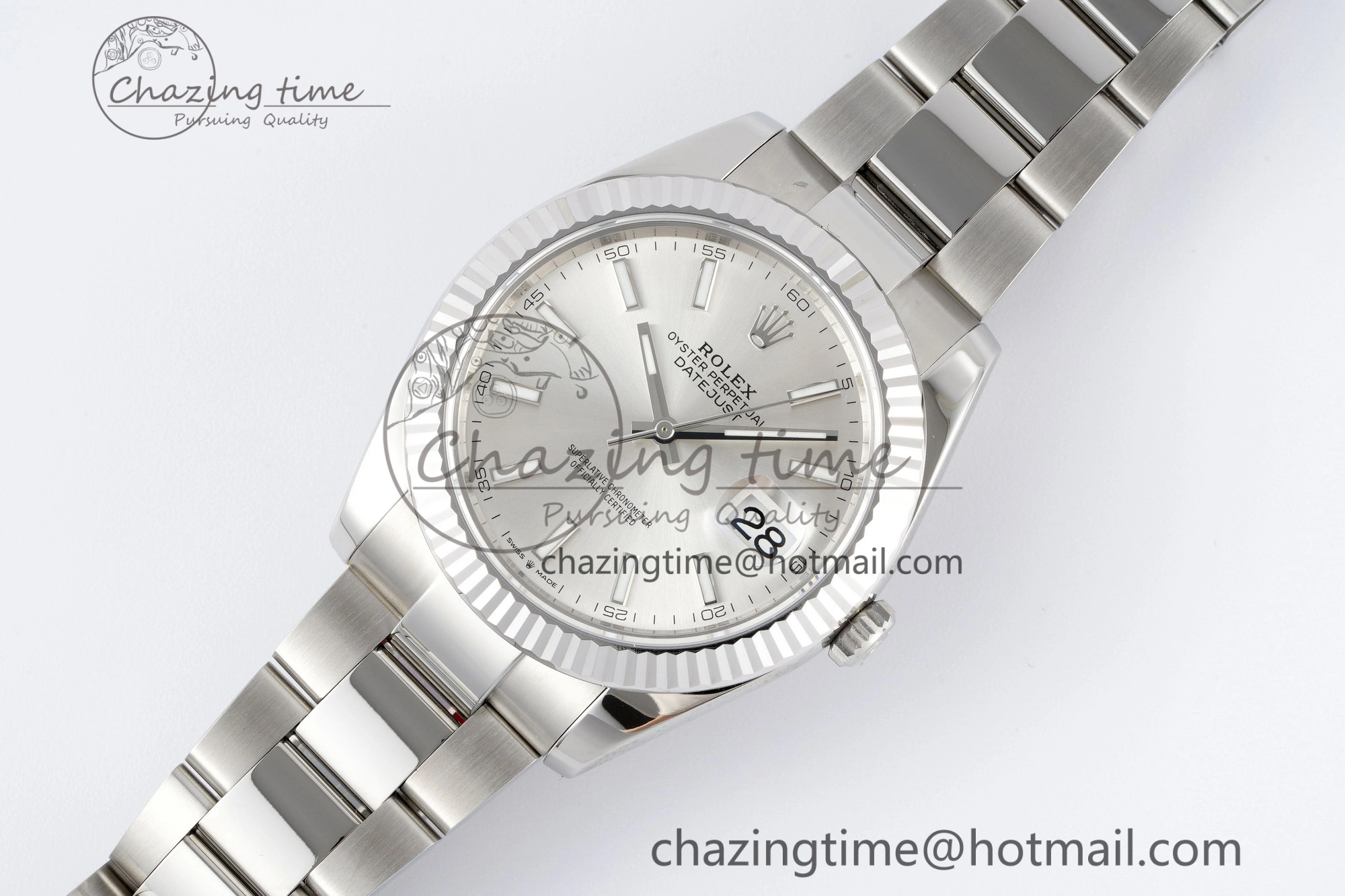 DateJust 41 SS Fluted Bezel KING 1:1 Best Edition 904L Steel Silver Dial on Oyster Bracelet VR Snug 2222