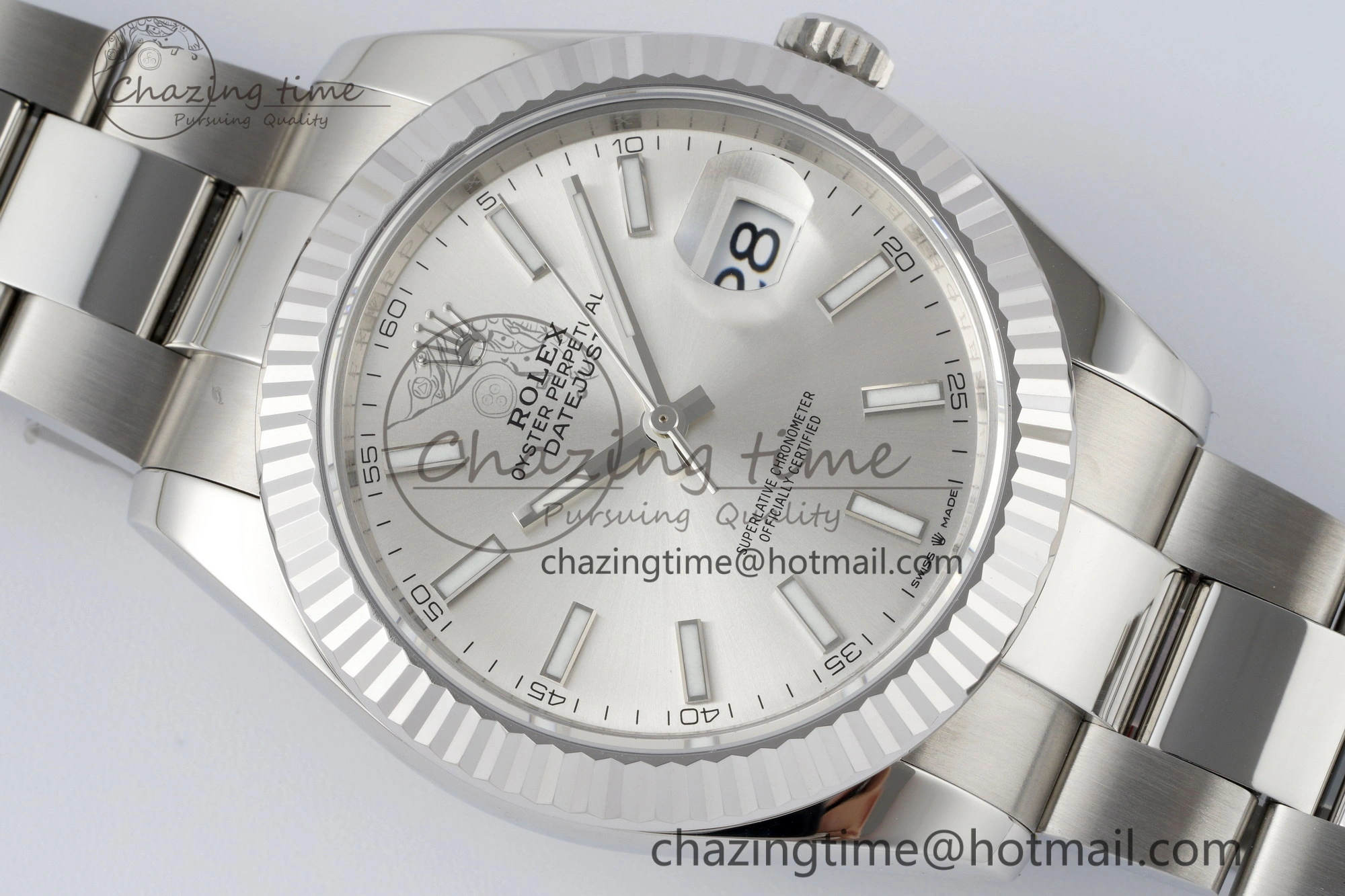 DateJust 41 SS Fluted Bezel KING 1:1 Best Edition 904L Steel Silver Dial on Oyster Bracelet VR Snug 2222