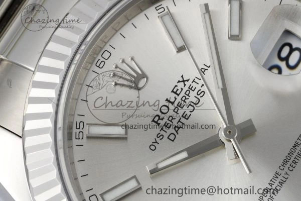 DateJust 41 SS Fluted Bezel KING 1:1 Best Edition 904L Steel Silver Dial on Oyster Bracelet VR Snug 2222