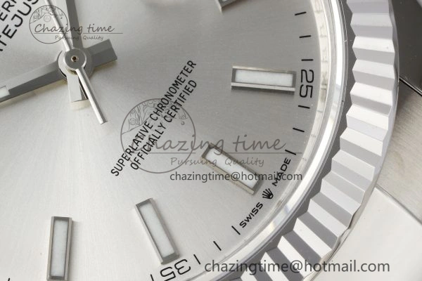 DateJust 41 SS Fluted Bezel KING 1:1 Best Edition 904L Steel Silver Dial on Oyster Bracelet VR Snug 2222