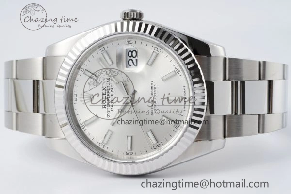 DateJust 41 SS Fluted Bezel KING 1:1 Best Edition 904L Steel Silver Dial on Oyster Bracelet VR Snug 2222