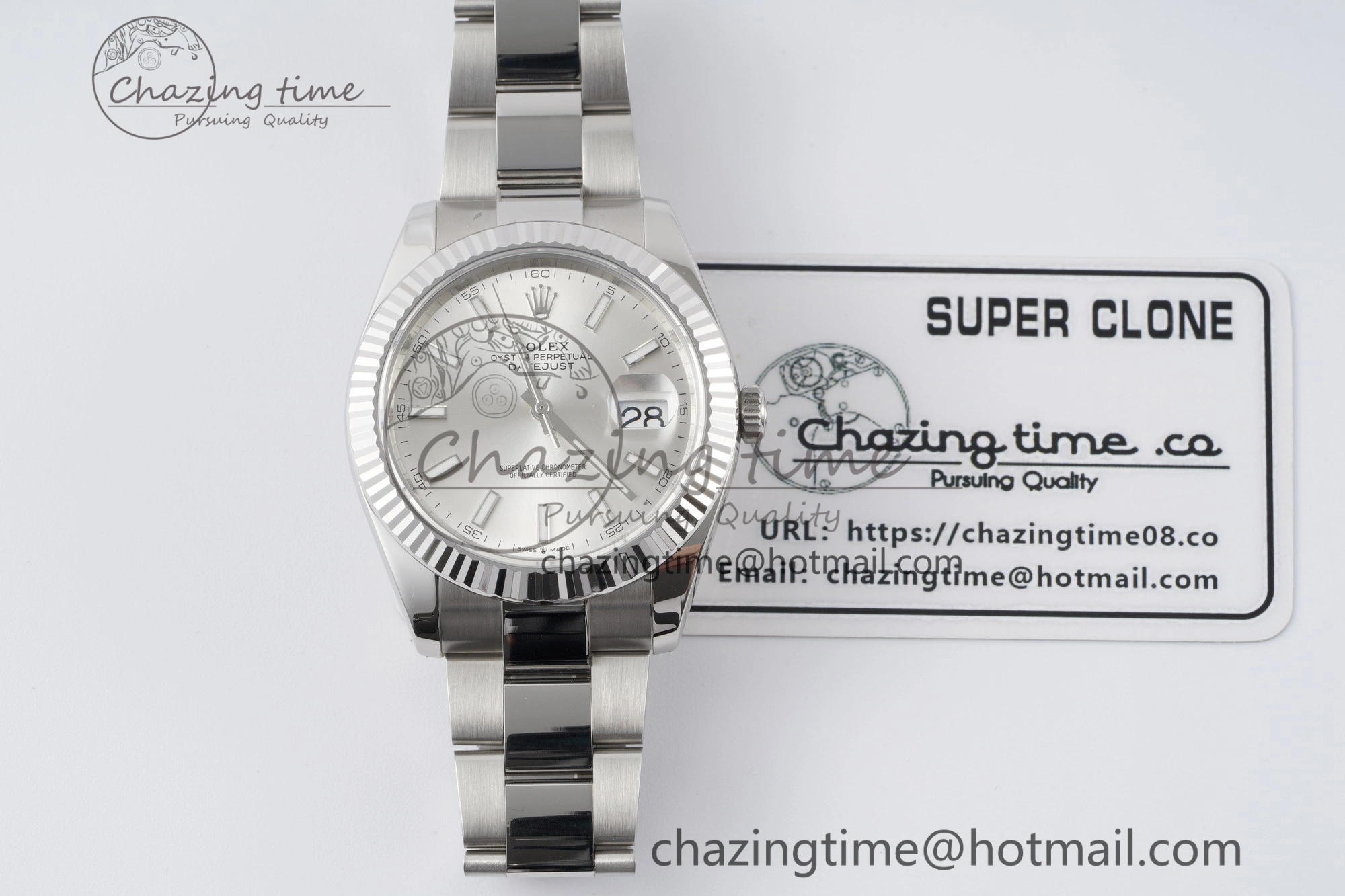 DateJust 41 SS Fluted Bezel KING 1:1 Best Edition 904L Steel Silver Dial on Oyster Bracelet VR Snug 2222