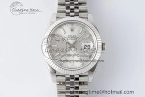 Contemporary DateJust 41 SS Fluted Bezel KING 1:1 Best Edition 904L Steel Silver Stick Dial on Jubilee Bracelet VR 2209