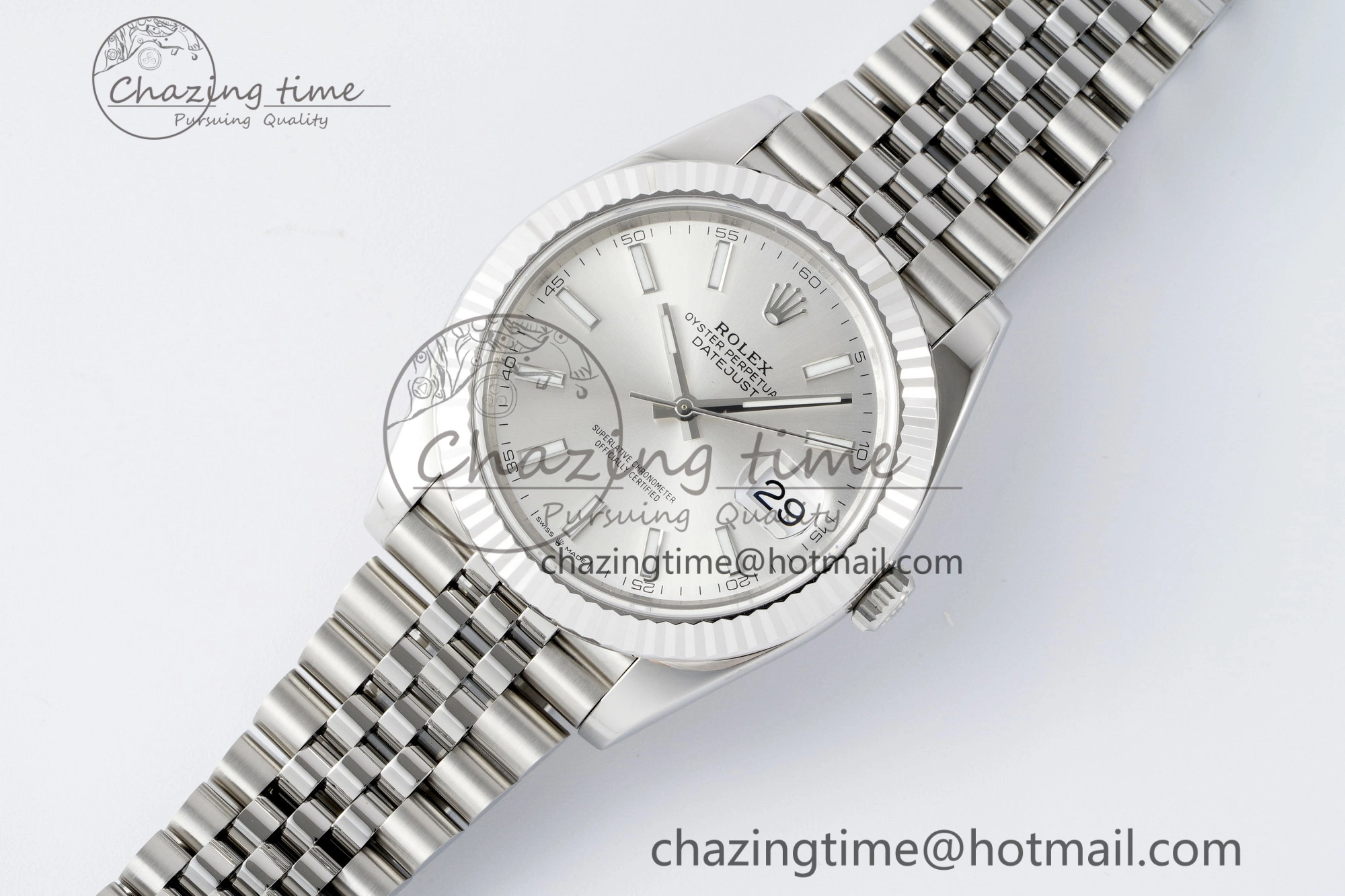 Contemporary DateJust 41 SS Fluted Bezel KING 1:1 Best Edition 904L Steel Silver Stick Dial on Jubilee Bracelet VR 2209