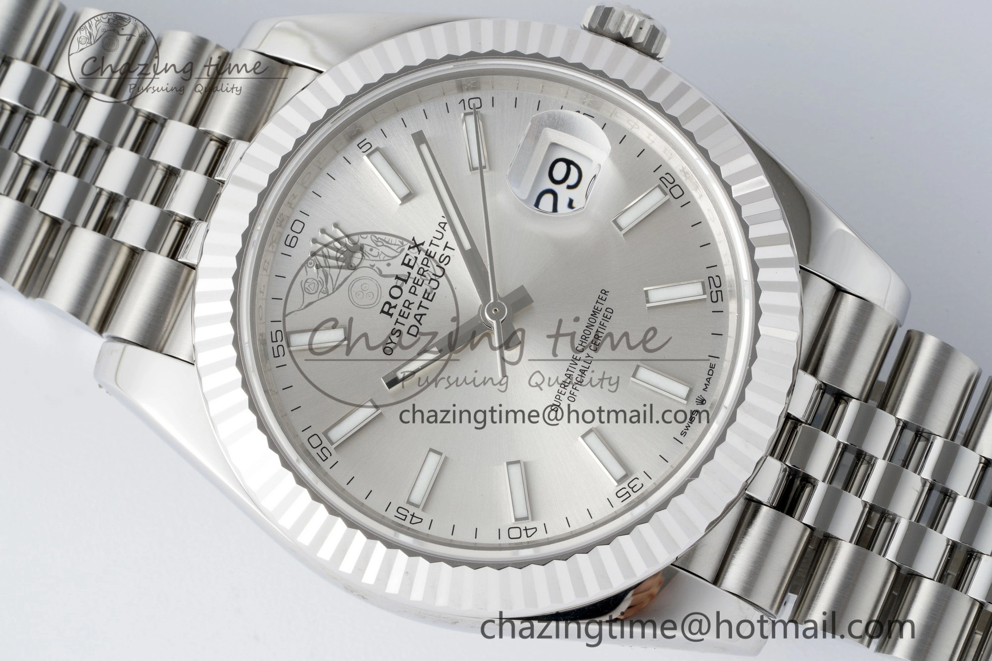 Contemporary DateJust 41 SS Fluted Bezel KING 1:1 Best Edition 904L Steel Silver Stick Dial on Jubilee Bracelet VR 2209