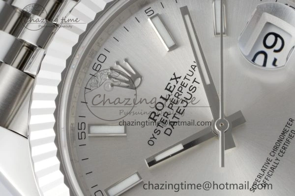 Contemporary DateJust 41 SS Fluted Bezel KING 1:1 Best Edition 904L Steel Silver Stick Dial on Jubilee Bracelet VR 2209