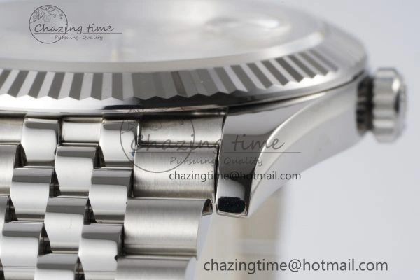 Contemporary DateJust 41 SS Fluted Bezel KING 1:1 Best Edition 904L Steel Silver Stick Dial on Jubilee Bracelet VR 2209