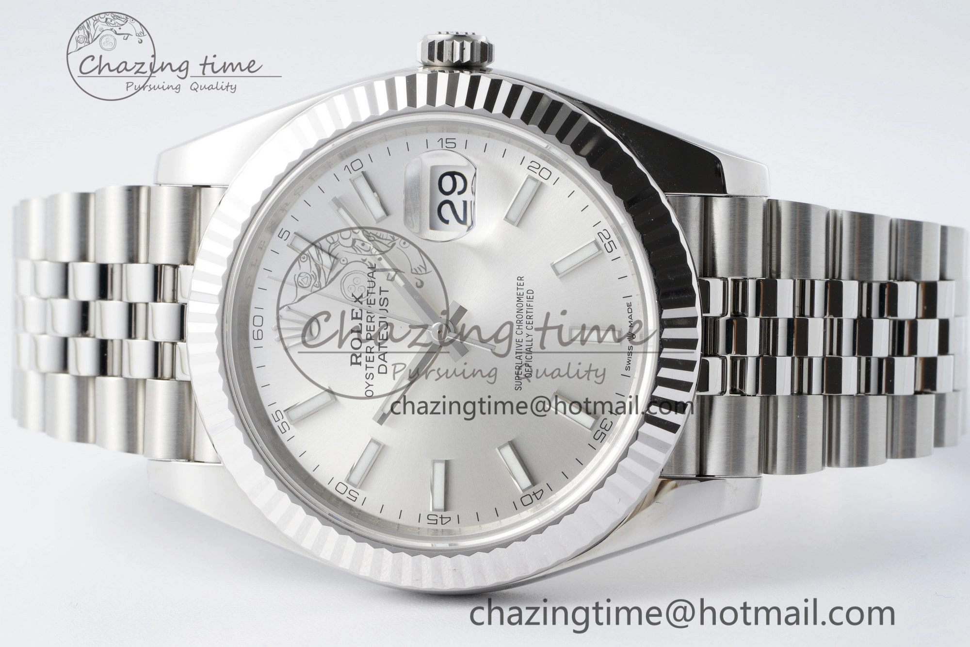 Contemporary DateJust 41 SS Fluted Bezel KING 1:1 Best Edition 904L Steel Silver Stick Dial on Jubilee Bracelet VR 2209